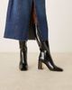 ASOS DESIGN ASOS DESIGN Carrington metal plate heeled knee boots in black - 1