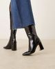 ASOS DESIGN ASOS DESIGN Carrington metal plate heeled knee boots in black - 3