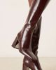 ASOS DESIGN ASOS DESIGN Carrington metal plate heeled knee boots in burgundy-Red - 4