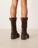 ASOS DESIGN ASOS DESIGN Caspia premium suede trucker pull on boots in chocolate-Brown - 3