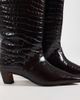 ASOS DESIGN ASOS DESIGN Castiel real leather kitten heel pull on knee boots in chocolate croc-Brown - 2