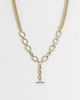 ASOS DESIGN ASOS DESIGN chain t-bar necklace with mixed chain detail in gold tone - 1