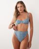 ASOS DESIGN ASOS DESIGN Charlie Azores high leg high waist bikini bottoms in plaid-Blue - 4