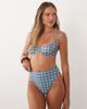 ASOS DESIGN ASOS DESIGN Charlie balconette underwire bikini top in plaid-Blue - 4