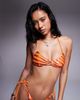 ASOS DESIGN ASOS DESIGN Charlie halter scoop bikini top with ring in orange animal print - 1