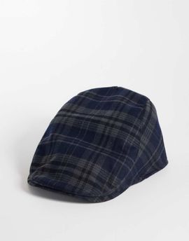 ASOS DESIGN ASOS DESIGN check flat cap in navy
