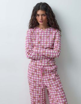 ASOS DESIGN ASOS DESIGN checked pyjama set in gingerbread print-RED