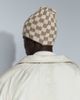 ASOS DESIGN ASOS DESIGN checkerboard crochet skull beanie in neutral - 4