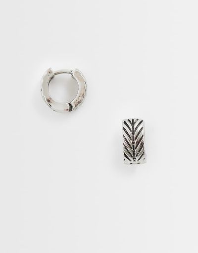 ASOS DESIGN ASOS DESIGN chevron engraved huggie hoop earrings in silver