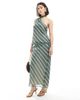 ASOS DESIGN ASOS DESIGN chiffon bias cut maxi skirt in green stripe-Multi - 1