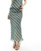 ASOS DESIGN ASOS DESIGN chiffon bias cut maxi skirt in green stripe-Multi - 2