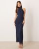 ASOS DESIGN ASOS DESIGN chiffon high neck midi dress in navy - 1