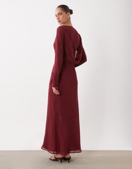 ASOS DESIGN ASOS DESIGN chiffon maxi dress with cowl neck back detail in burgundy-Red