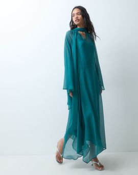 ASOS DESIGN ASOS DESIGN chiffon midaxi smock dress with tie neck in teal-Green