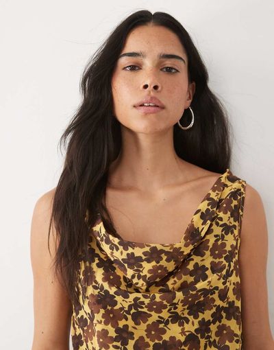 ASOS DESIGN ASOS DESIGN chiffon top set in brown floral-Multi
