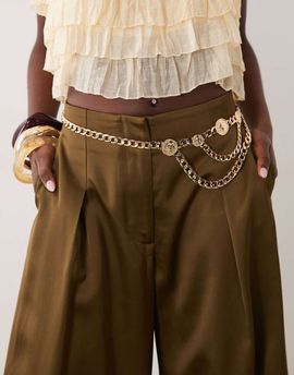 ASOS DESIGN ASOS DESIGN chunky chain coin belt-Gold