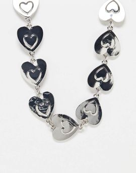 ASOS DESIGN ASOS DESIGN chunky chain necklace with hearts in silver tone