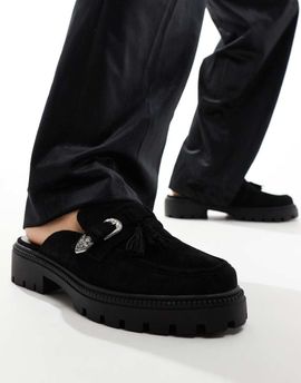 ASOS DESIGN ASOS DESIGN chunky mule loafers with western buckle-Black