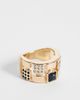 ASOS DESIGN ASOS DESIGN Chunky ring with black stone set in vintage style gold tone - 1