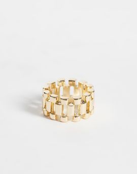ASOS DESIGN ASOS DESIGN chunky ring with watchstrap design in gold tone