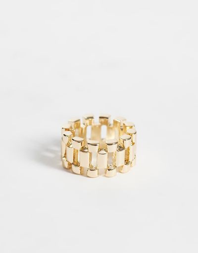 ASOS DESIGN ASOS DESIGN chunky ring with watchstrap design in gold tone