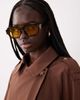ASOS DESIGN ASOS DESIGN chunky square sunglasses in tort with yellow lens-Brown - 1