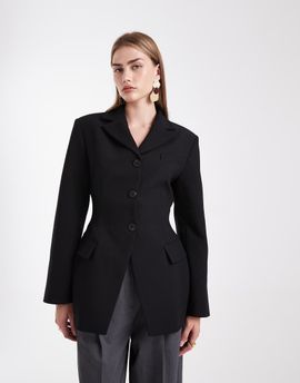 ASOS DESIGN ASOS DESIGN cinch moulded hip blazer in black - part of a set