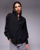 ASOS DESIGN ASOS DESIGN cinch overwrap bow detail oversized shirt in black - 1