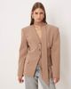 ASOS DESIGN ASOS DESIGN cinch shoulder pad blazer with scarf in mocha - part of a set-Brown - 3