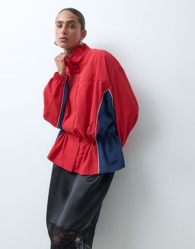 ASOS DESIGN ASOS DESIGN cinched color block cinched jacket in red and blue