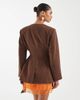 ASOS DESIGN ASOS DESIGN cinched drape blazer in chocolate-Brown - 4