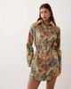 ASOS DESIGN ASOS DESIGN cinched mini shirt dress with detachable faux-fur collar in floral tapestry-Multi - 1
