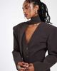 ASOS DESIGN ASOS DESIGN cinched scarf detail fringed blazer set in chocolate-Brown - 2