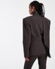 ASOS DESIGN ASOS DESIGN cinched scarf detail fringed blazer set in chocolate-Brown - 4