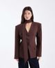 ASOS DESIGN ASOS DESIGN cinched shoulder pads blazer with scarf in chocolate brown - 1