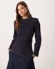 ASOS DESIGN ASOS DESIGN cinched waist denim long sleeve top with shoulder pads in rinse wash-Navy - 1