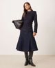ASOS DESIGN ASOS DESIGN cinched waist denim long sleeve top with shoulder pads in rinse wash-Navy - 3