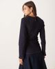 ASOS DESIGN ASOS DESIGN cinched waist denim long sleeve top with shoulder pads in rinse wash-Navy - 4