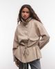 ASOS DESIGN ASOS DESIGN cinched waist funnel neck jacket in beige stripe-No color - 1