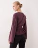 ASOS DESIGN ASOS DESIGN cinched waist peplum hem long sleeve T-shirt in plum-Purple - 3