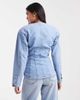 ASOS DESIGN ASOS DESIGN cinched waist v neck denim shirt with shoulder pads in pale bleach-Blue - 3
