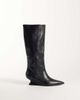 ASOS DESIGN ASOS DESIGN Cinder wedge pull on knee boots in black - 1