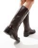 ASOS DESIGN ASOS DESIGN Cindy leather pull on boots in chocolate-Brown - 2