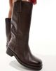 ASOS DESIGN ASOS DESIGN Cindy leather pull on boots in chocolate-Brown - 4