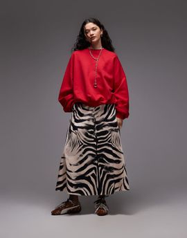 ASOS DESIGN ASOS DESIGN circle maxi skirt in zebra placement print-Multi