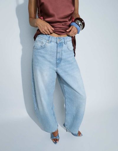 ASOS DESIGN ASOS DESIGN Circular Design Collection slim barrel jeans in light midwash-Blue