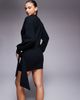 ASOS DESIGN ASOS DESIGN Circular Design Collection wrap mini sweats dress in black - 2