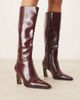 ASOS DESIGN ASOS DESIGN Clara chisel toe knee boots in burgundy-Red - 1