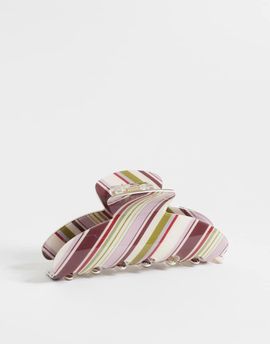 ASOS DESIGN ASOS DESIGN claw hair clip with pink and green stripes-Multi