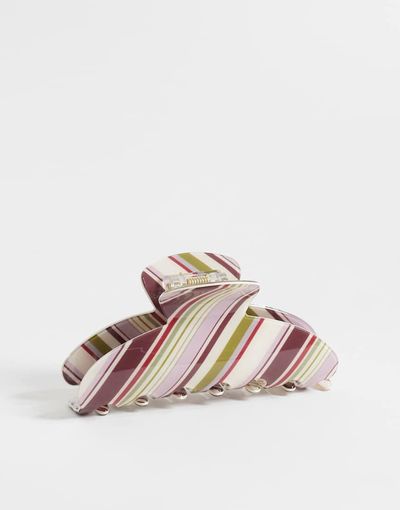 ASOS DESIGN ASOS DESIGN claw hair clip with pink and green stripes-Multi